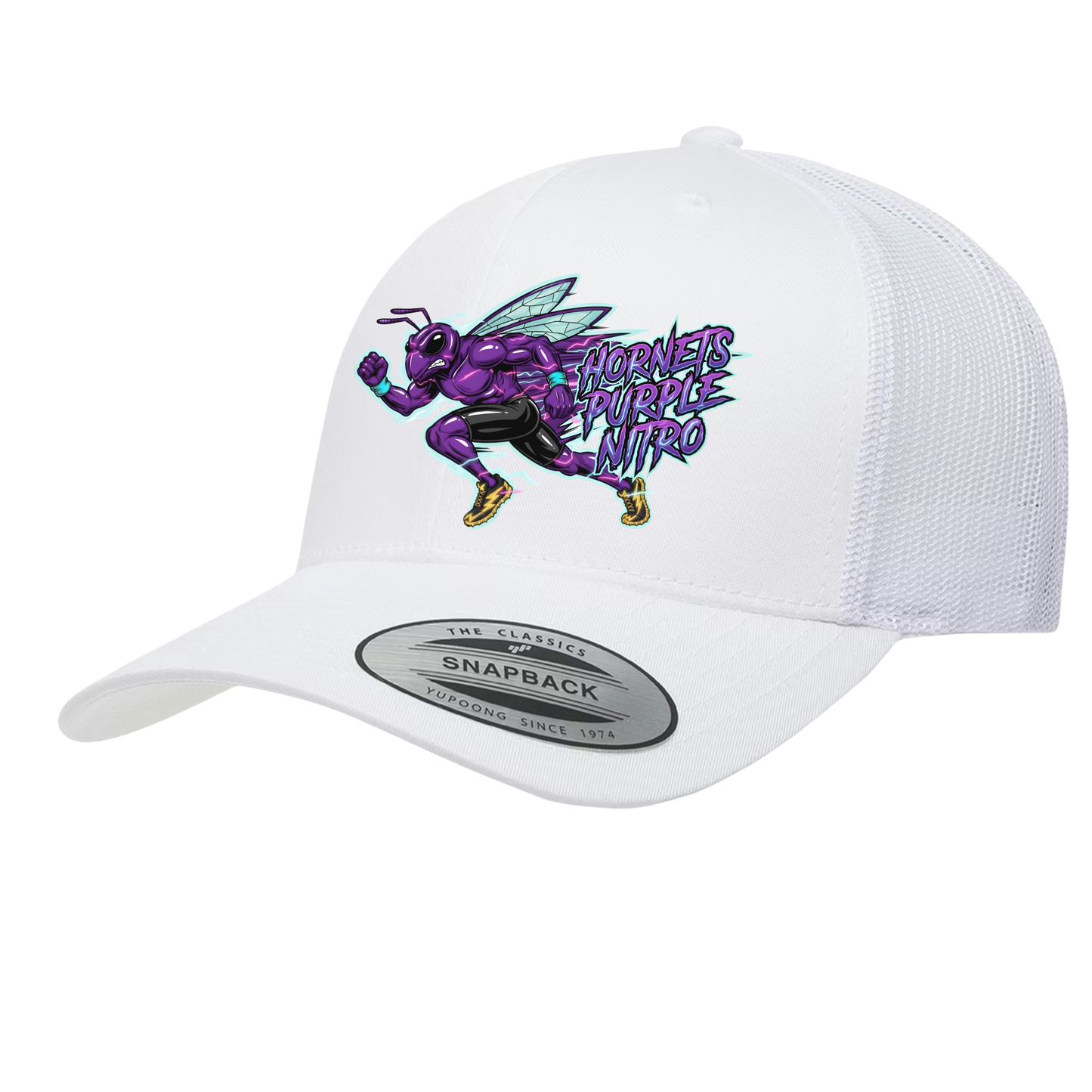 Hornets Purple Nitro Logo Snapback Trucker Hat