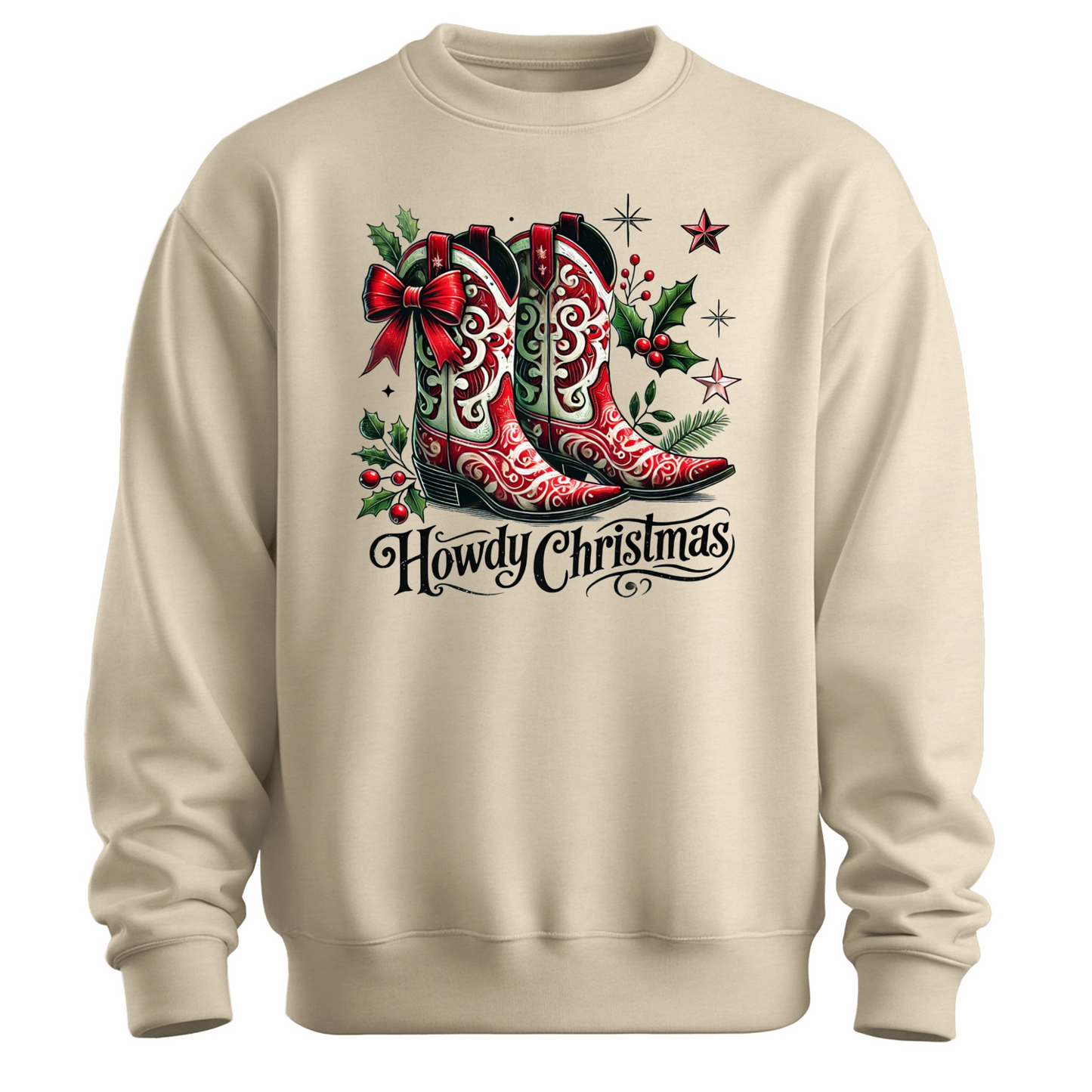 Howdy Christmas Boots Available In T-Shirts, Hoodies, Crewnecks, & Long Sleeves